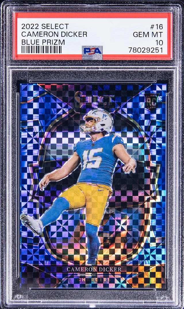 2022 Panini Select Cameron Dicker Blue Prizm #16 card image
