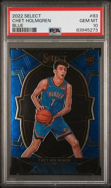 2022 Panini Select Chet Holmgren Blue Prizm #83 card image
