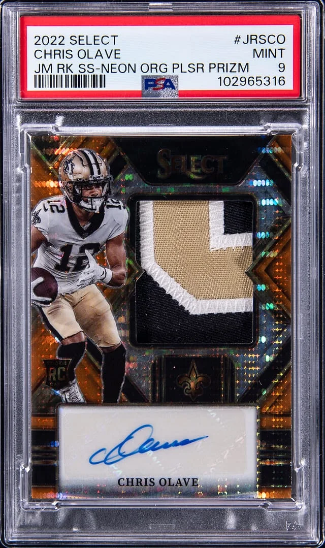 2022 Panini Select Chris Olave Jumbo Signature Swatches Orange Pulsar Prizm #JRS-CO card image
