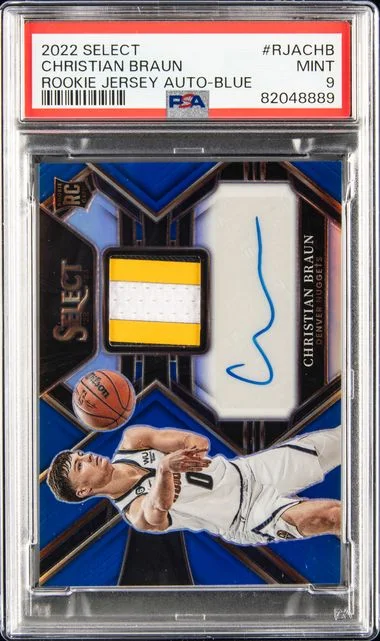 2022 Panini Select Christian Braun Jersey Autographs Blue #RJACHB card image
