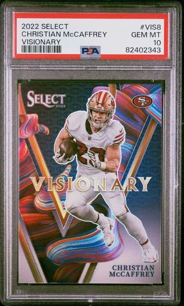 2022 Panini Select Christian Mccaffrey Visionary #Vis8 card image
