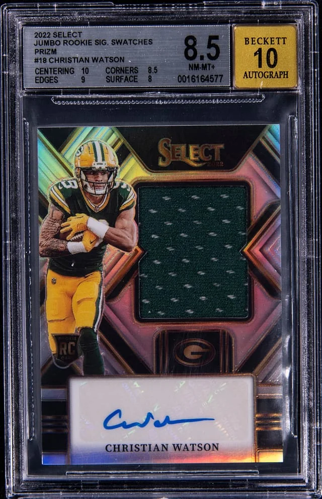 2022 Panini Select Christian Watson Jumbo Signature Swatches Prizm #JRS-CW card image