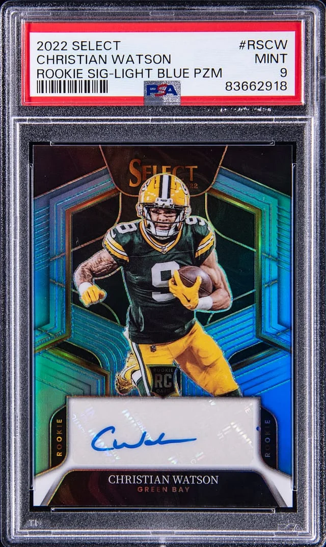 2022 Panini Select Christian Watson Signature Light Blue Prizm #RS-CW card image