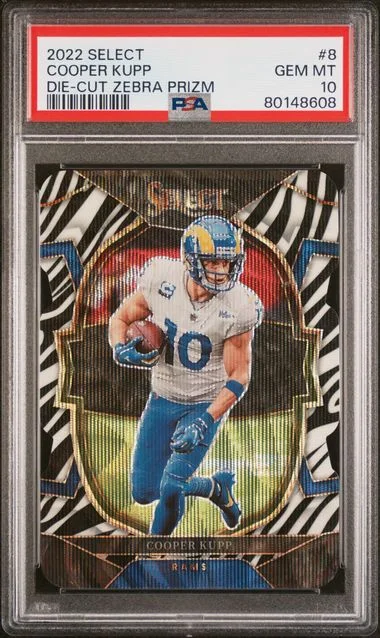 2022 Panini Select Cooper Kupp Die-Cut Zebra Prizm #8 card image