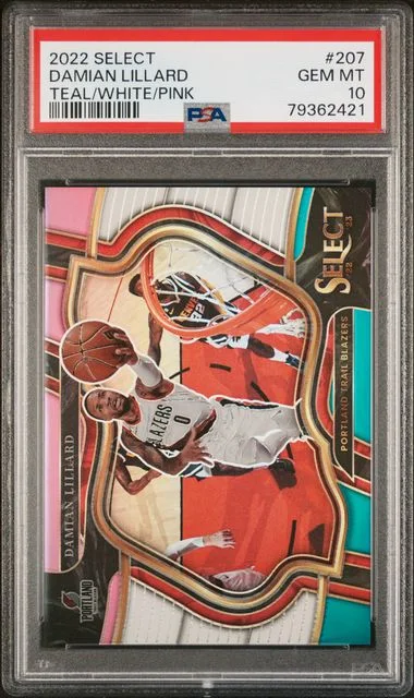 2022 Panini Select Damian Lillard Teal/White/Pink #207 card image