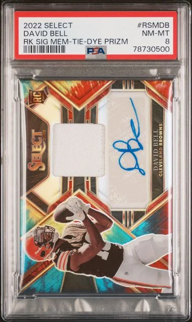 2022 Panini Select David Bell Signature Memorabilia Tie-Dye Prizm #RSMDB card image