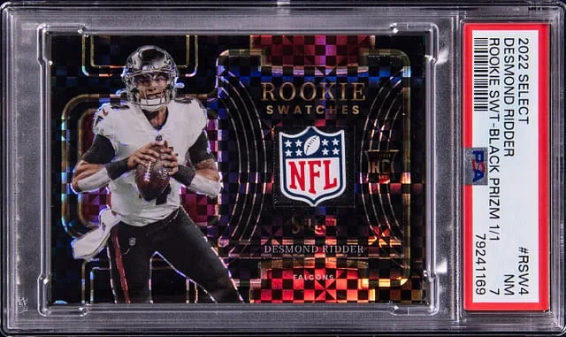 2022 Panini Select Desmond Ridder NFL Shield Swatches Black Prizm #RSW-4 card image