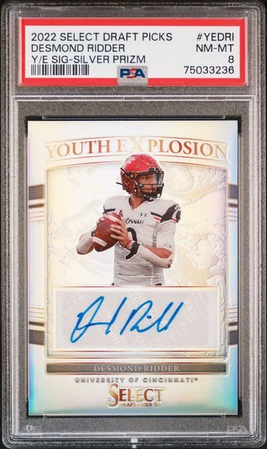 2022 Panini Select Desmond Ridder Youth Explosion Signatures Silver Prizm #YE-DRI card image