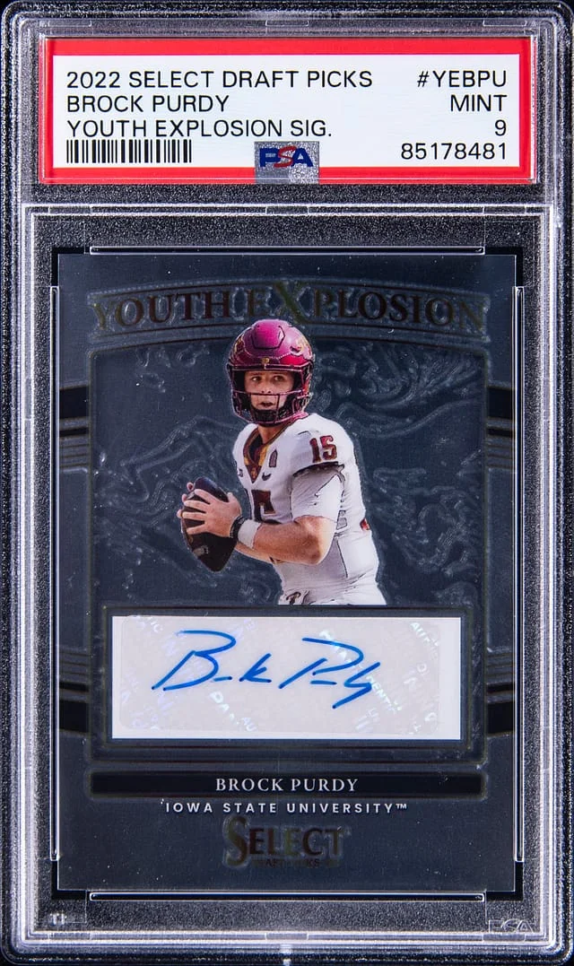 2022 Panini Select Draft Picks Brock Purdy Youth Explosion SIgnatures #YE-BPU card image