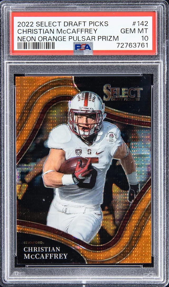 2022 Panini Select Draft Picks Christian McCaffrey Blue #142 card image