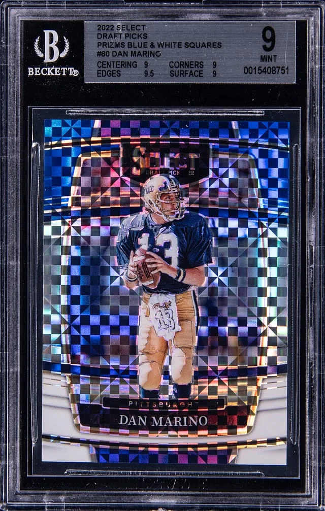 2022 Panini Select Draft Picks Dan Marino Prizms Blue & White Squares #60 card image