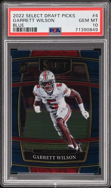 2022 Panini Select Draft Picks Garrett Wilson Blue #4 card image