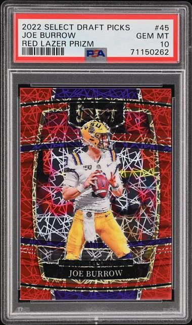 2022 Panini Select Draft Picks Joe Burrow Red Lazer Prizm #45 card image