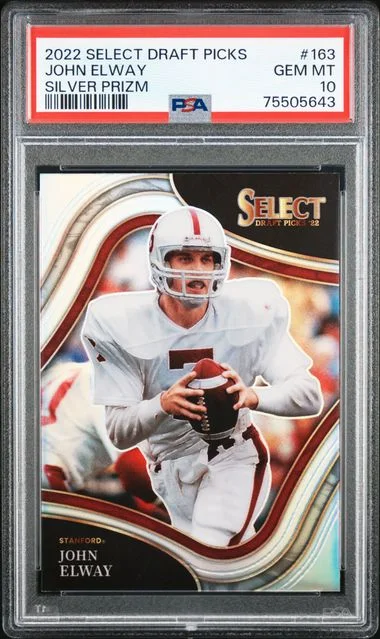2022 Panini Select Draft Picks John Elway Silver Prizm #163 card image