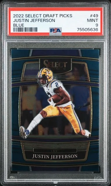 2022 Panini Select Draft Picks Justin Jefferson Blue #49 card image