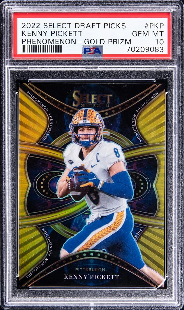 2022 Panini Select Draft Picks Kenny Pickett Phenomenon Gold Prizm #PKP card image