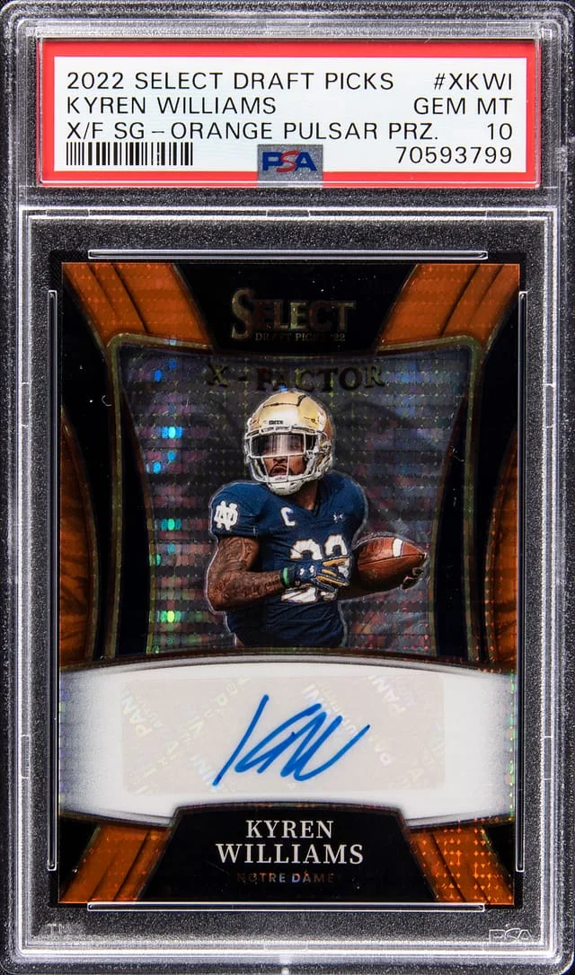 2022 Panini Select Draft Picks Kyren Williams X-Factor Signature Orange Pulsar Prizm #X-KWI card image