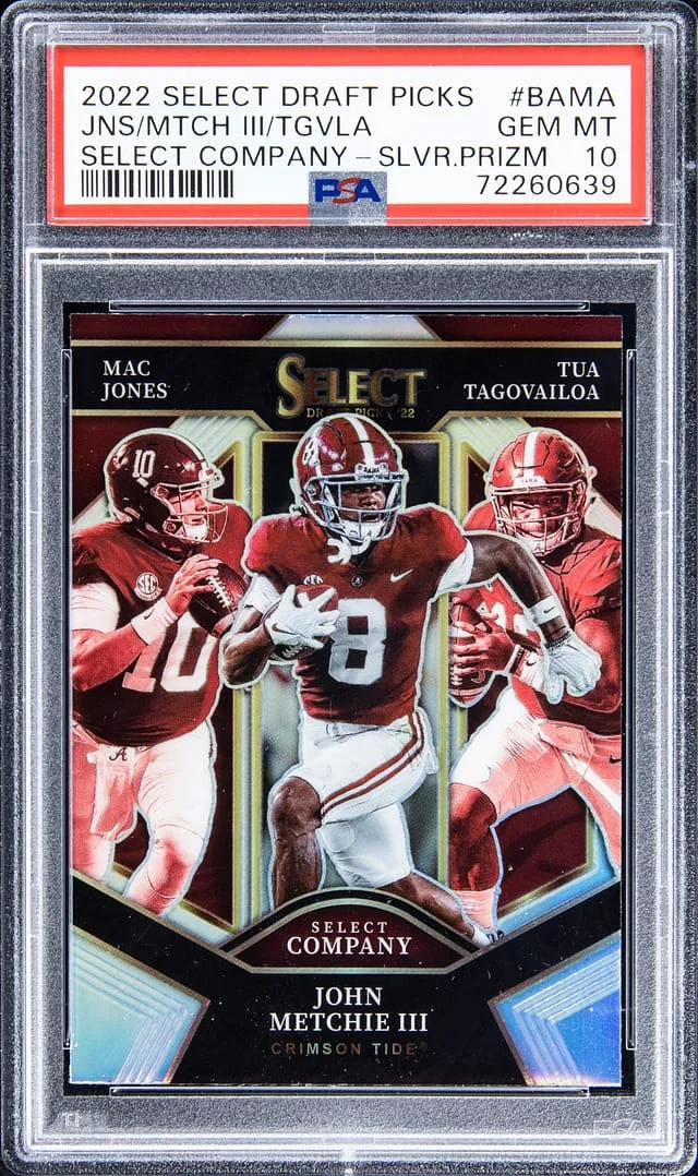 2022 Panini Select Draft Picks Metchie III/Jones/Tagovailoa Select Company Silver Prizm #SC-BAMA card image