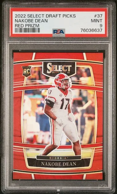 2022 Panini Select Draft Picks Nakobe Dean Red Prizm #37 card image