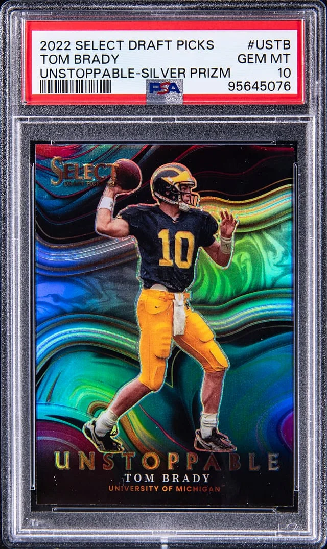 2022 Panini Select Draft Picks Tom Brady Unstoppable-Silver Prizm #USTB card image