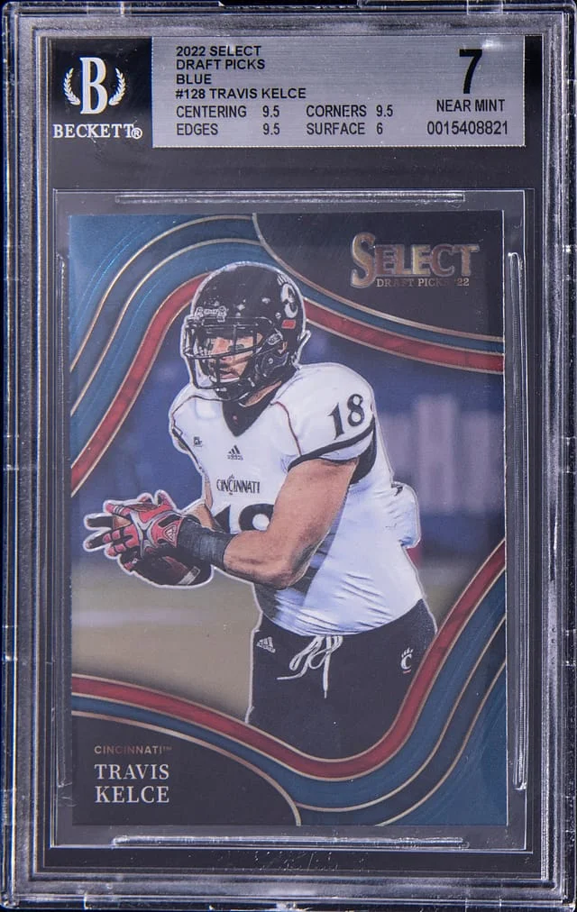 2022 Panini Select Draft Picks Travis Kelce Blue #128 card image