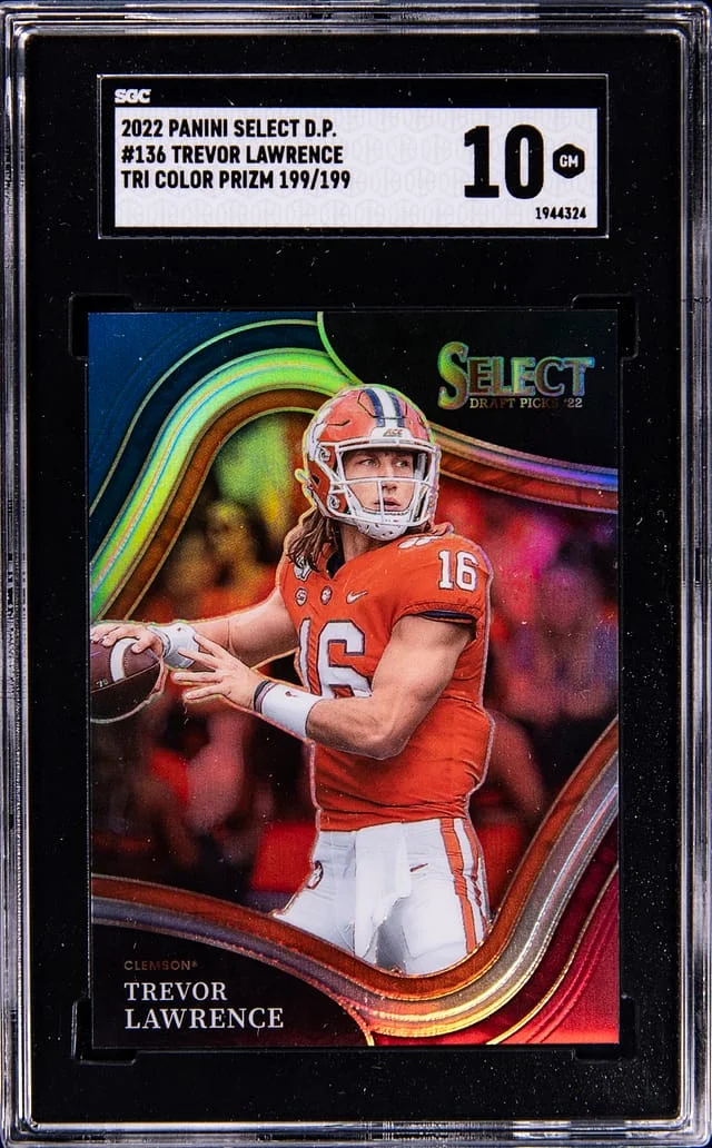 2022 Panini Select Draft Picks Trevor Lawrence Red Lazer Prizm #136 card image
