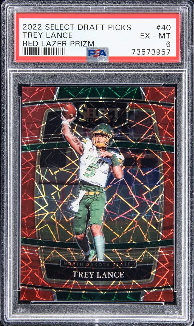 2022 Panini Select Draft Picks Trey Lance Red Lazer Prizm #40 card image