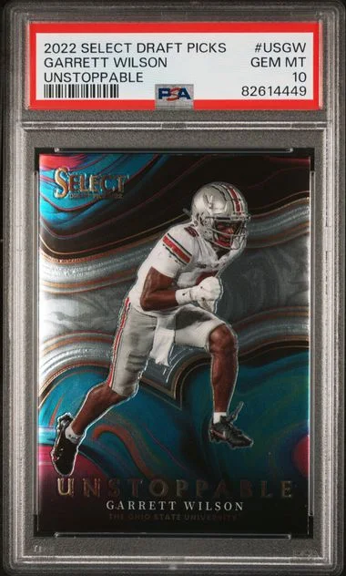 2022 Panini Select Draft Picks Unstoppable Usgw Garrett Wilson #no-number card image