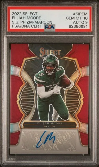 2022 Panini Select Elijah Moore Signature Prizm Maroon #SIPEM card image