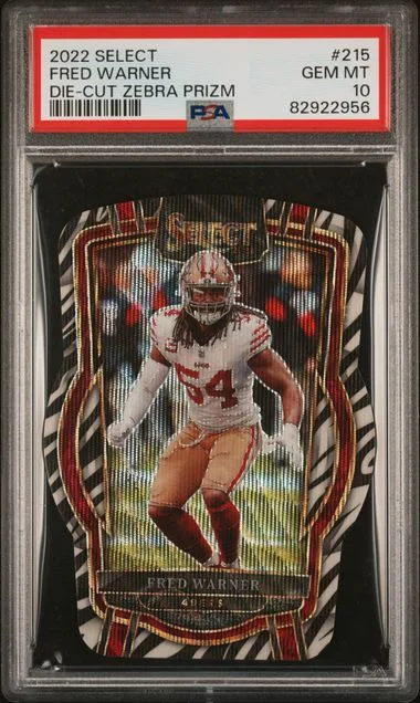 2022 Panini Select Fred Warner Die-Cut Zebra Prizm #215 card image