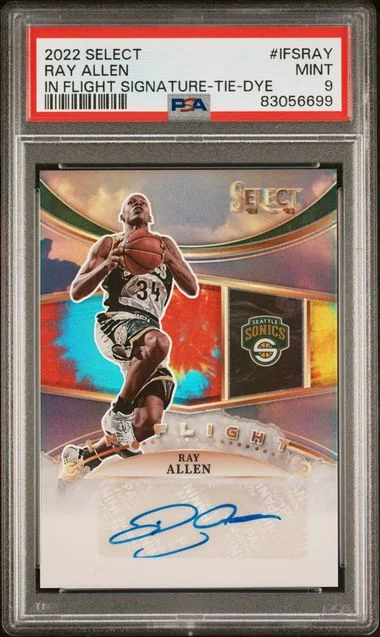 2022 Panini Select In Flight Signatures Tie-Dye Ifsray Ray Allen #no-number card image