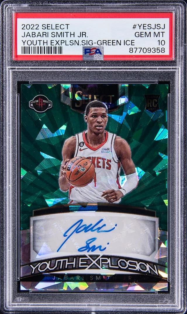 2022 Panini Select Jabari Smith Jr Youth Explosion Signatures Green Ice #YESJSJ card image