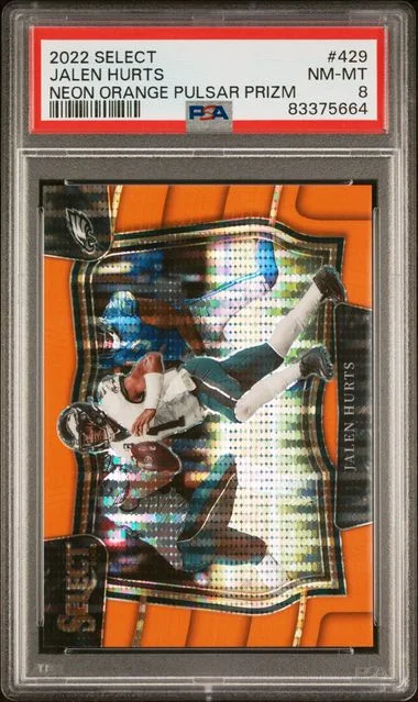 2022 Panini Select Jalen Hurts Neon Orange Pulsar Prizm #429 card image