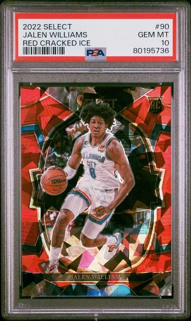 2022 Panini Select Jalen Williams Red Cracked Ice #90 card image