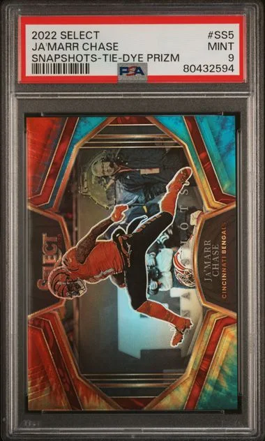 2022 Panini Select Ja'Marr Chase Snapshots Tie-Dye Prizm #SS5 card image