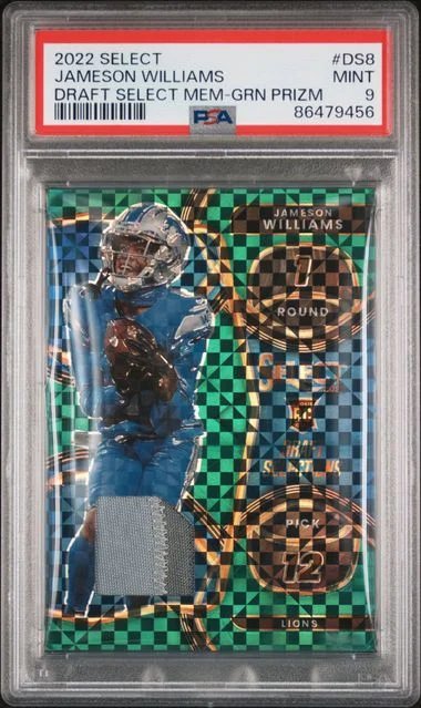 2022 Panini Select Jameson Williams Draft Selections Memorabilia Green Prizm #DS8 card image