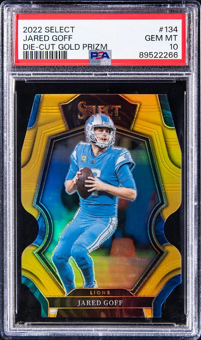 2022 Panini Select Jared Goff Die-Cut Gold Prizm #134 card image