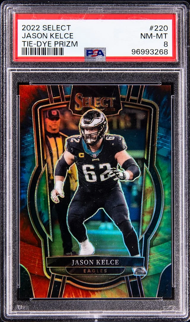 2022 Panini Select Jason Kelce Tie-Dye Prizm #220 card image