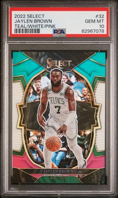 2022 Panini Select Jaylen Brown Teal/White/Pink #32 card image