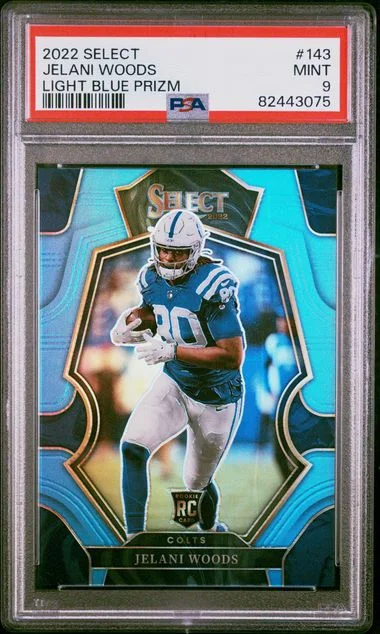 2022 Panini Select Jelani Woods Light Blue Prizm #143 card image