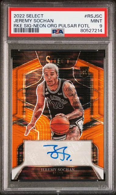 2022 Panini Select Jeremy Sochan Signatures Neon Orange Pulsar Fotl #RSJSC card image