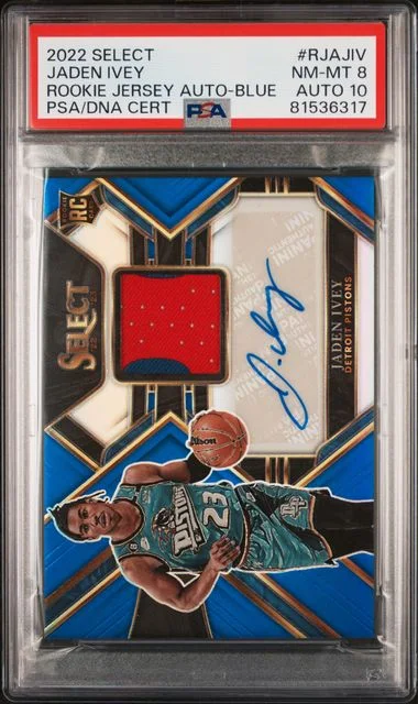 2022 Panini Select Jersey Autographs Blue Rjajiv Jaden Ivey #no-number card image