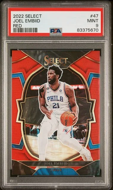2022 Panini Select Joel Embiid Gold Disco #47 card image