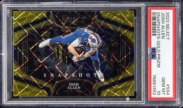 2022 Panini Select Josh Allen Snapshots Gold Prizm #SS-4 card image
