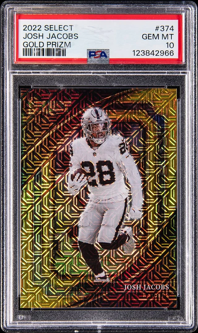 2022 Panini Select Josh Jacobs Suite Level Gold Prizm #374 card image