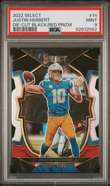2022 Panini Select Justin Herbert Tie-Dye Prizm #14 card image
