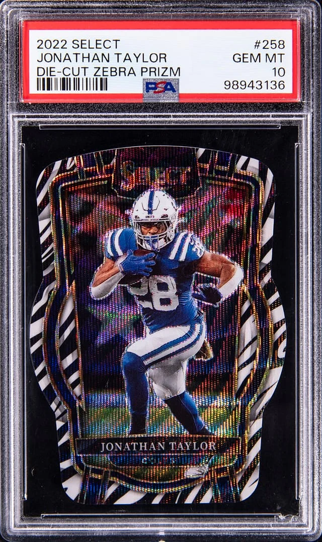 2022 Panini Select Justin Taylor Die Cut Zebra Prizm #258 card image