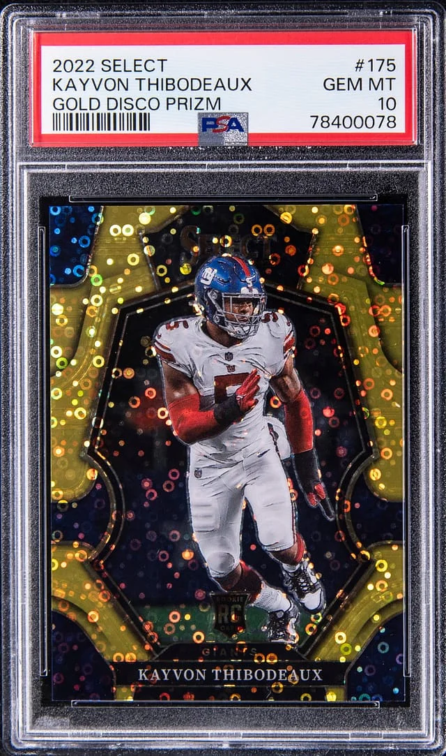 2022 Panini Select Kayvon Thibodeaux Gold Disco Prizm #175 card image