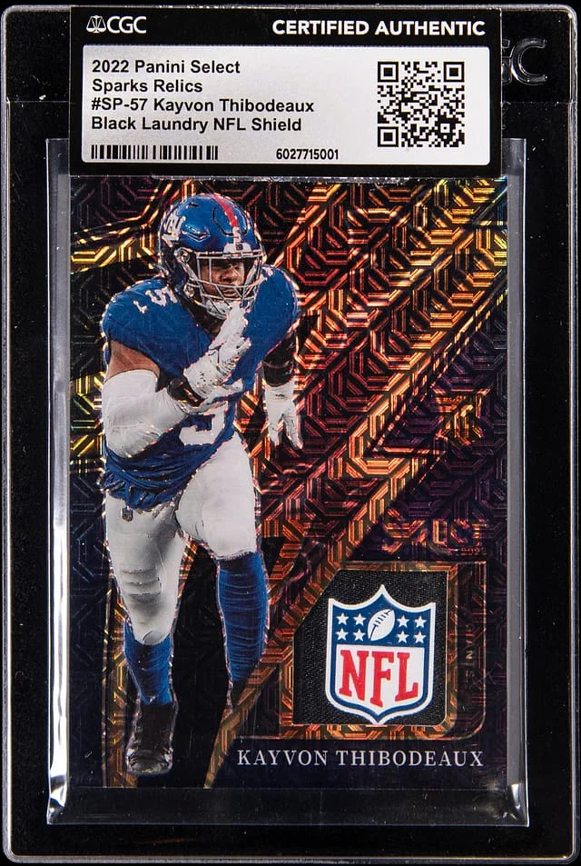 2022 Panini Select Kayvon Thibodeaux Sparks Relics Black Laundry NFL Shield #SP-57 card image