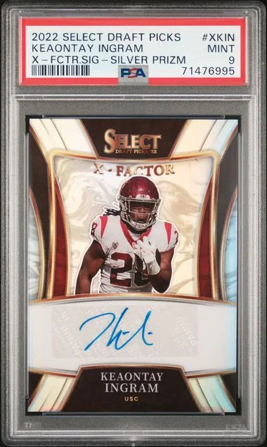 2022 Panini Select Keaontay Ingram X-Factor Signatures Silver Prizm #X-KIN card image